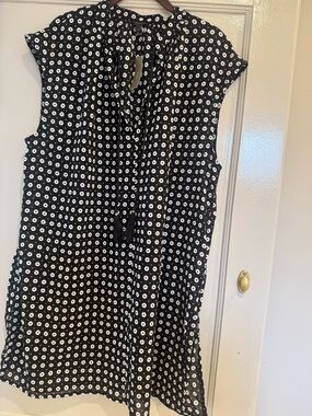 J CREW Tassel Tunic Swim Coverup Black & White Print size XL NWT